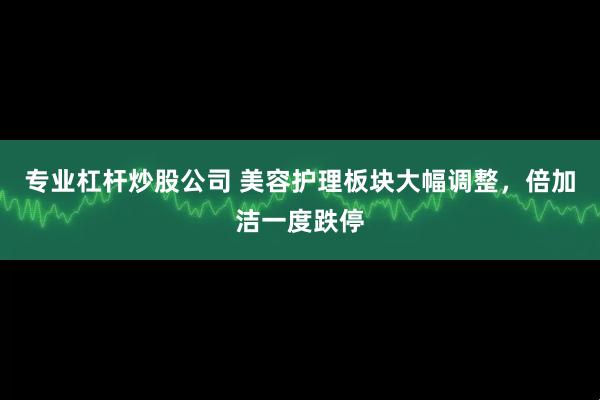 专业杠杆炒股公司 美容护理板块大幅调整，倍加洁一度跌停